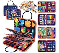 Montessori Toys- Multi-Layer Busy Board Busy Book,Toddler Sensory Board with Animal Traffic Themes, Educational Activities for Fine Motor Skills, Travel Toy for Plane Car