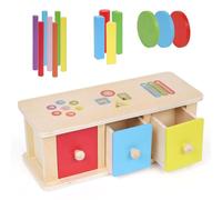 Montessori Toys Wooden Color Sorting Toys Object Permanent Box with Drawer Boxs,Coin Box,Learning Activity Cube Sensory Shape Sorter Educational Toy Fine Motor Matching Games for Kids Boys Girls Gift