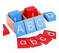 Montessori Uppercase and Lowercase Sandpaper Letters Early Childhood Development Learning Materials ABC Letters Preschool Toys Infant English Alphabet Language Teaching (As Shown)