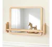 Montessori Wall Mirror with Bar, Height Adjustable Baby Mirror for Learning to Stand Up and Walk, Safe Wall Mirror with Anti-Rotation Bar for Toddlers 6-18 Months