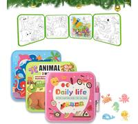 Montessori Water Coloring Book, Montessori Mess Freewater Coloring Book, Just Add Water, Four Styles, Boost Focus, Fine Motor Skills, & Imagination (Set 1)