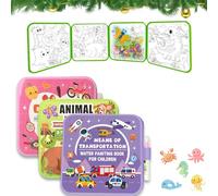 Montessori Water Coloring Book, Montessori Mess Freewater Coloring Book, Just Add Water, Four Styles, Boost Focus, Fine Motor Skills, & Imagination (Set 2)