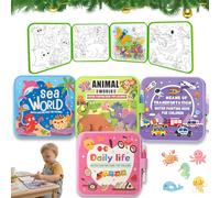 Montessori Water Coloring Book, Montessori Mess Freewater Coloring Book, Just Add Water, Four Styles, Boost Focus, Fine Motor Skills, & Imagination (Set 4)