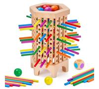 Montessori Wooden Board Game, 36 Colorful Sticks Dice Games for Kids 3 4 5 6 Years, Math Learning Toys Fine Motor Skills & Counting Educational Toy, Family Travel Game Birthday Gifts for Boys Girls