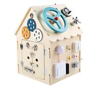 Montessori Wooden Busy House, Solid Wood, Safe & Non-toxic, Cultivate Practical and Logical Thinking Ability, Life and Fine Motor Skills, Wooden Busy House for Toddlers, Christmas Birthday Gift (3D)