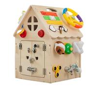 Montessori Wooden Busy House, Solid Wood, Safe & Non-toxic, Cultivate Practical and Logical Thinking Ability, Life and Fine Motor Skills, Wooden Busy House for Toddlers, Christmas Birthday Gift (#A)
