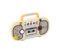 Montessori Wooden Digital Voice Recorder,5 Music Toggle Switchs Toy,Toddler Busy Board with 7 LED Light Montessori Toy