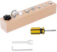 Montessori Wooden Screw Driver Board - Educational Screw-Tightening Busy Board with Real Tools - Sensory Motor Skills Toy for Toddler Focus & Hand-Eye Coordination with Storage Bag (8 Holes)