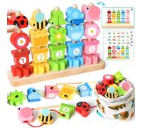 Montessori Wooden Toddler Toys Gifts: Fine Motor Skills Toy for 2 3 4 Year Old Girls Boys - Threading Stacking Blocks Educational Wooden Beads Sequence Set - Toddlers Games for 2-5 Year Old Girl Toys