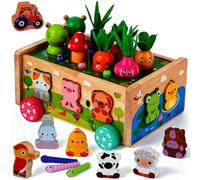 Montessori Wooden Toys for 1 2 3 Year Old, 1st Birthday Gifts for Toddlers | Shape Sorting Toys First Birthday Present for 12+ Months, Wood Farm Animals Toy Preschool Educational Fine Motor Skills Toy