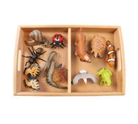 Montessori Zoology Animal Classification Set | Vertebrate & Invertebrate Realistic Animal Figurines with Wooden Sorting Tray, for 3 years+