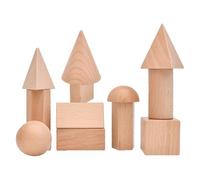 Montessorii Geometric Blocks - Wooden Sensory Toy, Mystery Shape Set | Primary Color Solid Wood Learning Kit, Math Geometry Educational Play Activity for Kids Imaginative Development