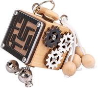 Montessory Wooden Cube for Baby and Toddler Sensory Busy Toy Motor Skill Develop Toys Dyzi Light Khaki One Size