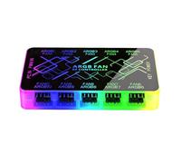 Montesy 12V/4Pin 5V/3Pin Argb Fan Hubs Splitter with Magnetic Base for PC Case Fan with Remote 2SATA Power Supply Interfaces