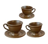 Montesy 3Pcs Elegant French Styles Miniature Coffee Cup And Saucer Set Teaset Doll House Accessories For Realistic Decors