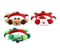 Montesy 3PCS Soft Plush Pet Collars Colorful Pompoms Christmas Theme Cats Collar Set for Festival Holiday Party Cats Dog Neckwea