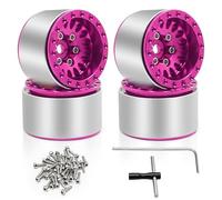 Montesy 4pcs 1.0 Inch Beadlock Wheels for 1/18 Remote Control Crawlers SCX24 and Remote Control Car Parts