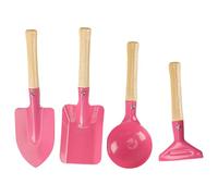 Montesy 4Pieces Children Garden Tool Shovel Set For Sand And Beach Play Metal Shovel Set with Wood Handle for Sand Playing