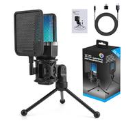Montesy 7 Color Glowing Microphone Stand Set with Noise Canceling Condenser Microphone USB Desktop Microphone for Desktop Use