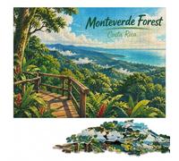 Monteverde Forest Costa Rica Illustration Jigsaw Puzzle, 1000 Pieces | Adult Puzzle - clear motif details for easier section planning over several sessions.