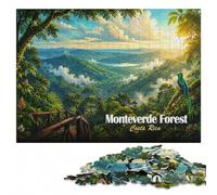 Monteverde Forest Costa Rica Illustration Jigsaw Puzzle, 1000 Pieces | Puzzle for Adults: puzzle activity for spare time on weekends.