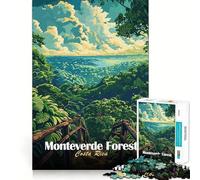 Monteverde Forest Costa Rica Illustration Jigsaw Puzzles 1000 Piece for Adults Stress Less Stress Relief Home Enjoyable Night Activity (38x52cm)