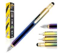 Monteverde USA 9-in-1 Tool Fountain Pen in Rainbow - Flex Nib, PVD-Coated Multifunctional Pen with Stylus, Screwdrivers, Level, and Ruler - Exclusive Collection, Ideal Gift for Writers