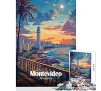 Montevideo Uruguay Cityscape at Sunset for Adults 1000 Piece Puzzle Train Logical Thinking And Problem-solving Relaxing Stress Free Enjoyment (50x75cm)