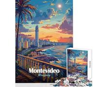 Montevideo Uruguay Cityscape at Sunset Hard Jigsaw Puzzle for Adults 1000 Pieces Improve Attention Span And Focus Peaceful Relaxing Leisure Fun (38x52cm)