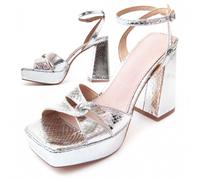 Montevita Womens Heel Sandal Fiamma12 In Silver - Size UK 6.5