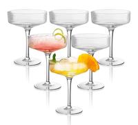 Montex Champagne Coupe Glasses Set of 6, 10 oz Crystal Martini Glasses, Vintage Ribbed Cocktail Glassware for Weddings, Parties, Housewarming and Gifts
