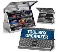 Montezuma - ME300AL - 30-Inch Portable TRIANGLE Toolbox - Multi-Tier Design - Heavy-Duty Tread Brite Aluminum Construction - SAE and Metric Storage Chest - Weather-Resistant - Lock and Latching System