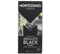 Montezuma's Absolute Black 100% Cocoa with Almonds | Dark Chocolate Bar 2 x 90g