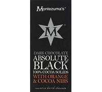 Montezuma's Absolute Black 100 Percent Cocoa Nibs and Orange Bar, 100 g, Pack of 6