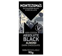 Montezuma's Absolute Black 100 Percent Cocoa with Almond Bar, 100 g, Pack of 6
