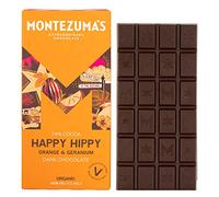 Montezuma's Happy Hippy, 74% Cocoa, Dark Chocolate With Orange & Geranium, Gluten Free, Naturally Vegan & Organic, 90g Bar