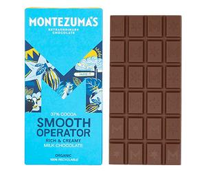 Montezuma's Smooth Operator, 37% Cocoa, Smooth Milk Chocolate, Gluten Free & Organic, 90g Bar