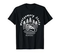 Montgomery State Fishing Lake Kansas Value Graphic T-Shirt, Men, Black, S