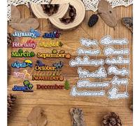 Month Date English Sentences Titles Greeting Card Metal Die Cuts,Snowflake Flower Leaf Cutting Dies Cut Stencils DIY Scrapbooking Decorative Embossing Paper Scrapbooking Card Making