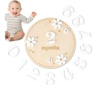 Month Markers for Babies - Wooden Baby Circular Monthly Board - Creative Wooden Baby Memorial Blocks, Decorative Baby Month Signs Board