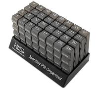 Month Pill Box Organizer - 4 Times-a-Day Morning-Noon-Evening-Night - Large 32 Daily Pill Cases with Compartments for Vitamins, Supplements, Medication -Travel Monthly Pill Organizer, Black