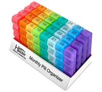 Month Pill Box Organizer - 4 Times-a-Day Morning-Noon-Evening-Night - Large 32 Daily Pill Cases with Compartments for Vitamins, Supplements, Medication -Travel Monthly Pill Organizer, Rainbow
