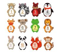 Month Stickers for Baby Boy Girl Animal with Big Belly Print Set of 12 Unisex Creatures Baby for Laptop
