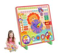 Month Time Clock Toy - Wooden Calendar Clock Learning Toy | Early Educational Teaching Clocks Board With Season Month Week Day Time Weather For Preschool, Learning Toys And Kids