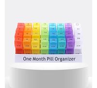 Monthly 31 Day Pill Box, 20.5 x 10.5 x 7 cm Medicine Organizer for a Month, Pill Organizer Pill Box, Pill Dispenser with 32 Removable Compartments, Medicine Pill Boxes