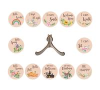 Monthly Baby Milestone, Milestone Cards Sign Wooden Baby Milestone Blocks, Double-Sided Photo Prop Discs, Smooth Round Baby Announcement Cards for Baby Shower