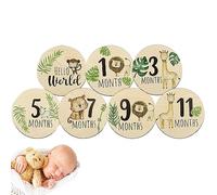 Monthly Baby Milestones, Wooden Photo Prop Discs, 7 Pieces, Pregnancy Travel Sign, Round Baby Monthly Milestones Card Sign, Smooth Pregnancy Travel Sign Anulely