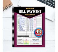Monthly Bill Payment Checklist, Bill Payment Management Book, 48 Month Bill Payment Tracker Book, Monthly Financial Budgeting Management Book, Bill Checklist Notebook For Easy Saving