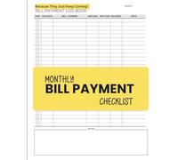 Monthly Bill Payment Checklist: Simple Budget Planner to Track Bills, Due Dates, Amounts, and Payment Status