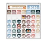 Monthly Calendar Pocket Chart for the Classroom with 88 Cards, Printed Days of the Week, Learning for School, Essential Teacher Material to Fit Any School Institution (White)